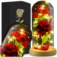 WIECZNA RÓŻA W SZKLE LED ŚWIECĄCA BOX POMYSŁ NA PREZENT NA DZIEŃ BABCI