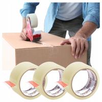 TAŚMA PAKOWA TRANSPARENT 48/66y Klejąca Bezbarwna Mocna PAKOVA 3pak