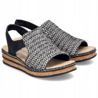 Rieker sandały damskie 62971-00 koturn