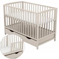 Детская кроватка 120x60 KRZYS с выдвижным ящиком и перилами цвет серо-коричневый / кашемир