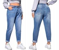 World of mom boyfriend w gumkę dżinsy elastyczne wygodne z gumą jeansy damskie mom jeans