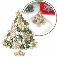 Piękna Elegancka Kobieca błyszcząca broszka Świąteczna Choinka Gwiazdka