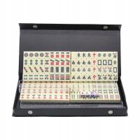 Tradycyjne przenośne kostki do gry Mahjong 144 kafelki do gry chińskiej z linijką