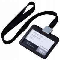 Identyfikator na smyczy – solidne etui na karty 85.5x54mm poziomy CZARNY