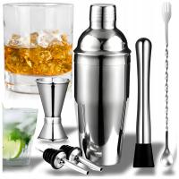ПРОФЕССИОНАЛЬНЫЙ БАРМЕН ШЕЙКЕР ДЛЯ НАПИТКОВ НАБОР 6 ЭЛЕМЕНТОВ БЕСПЛАТНО