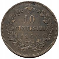 45346. Włochy - 10 centesimi - 1867r.