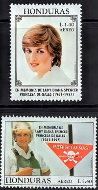 Honduras 1997 Znaczki 1348-9 ** księżna Diana miny śmierć