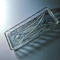 PIĘKNA SZLIFOWANA KRYSZTAŁOWA PATERA TACA PÓŁMISEK