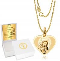 Złoty łańcuszek z Medalikiem ZŁOTO Komunia Chrzest na prezent Grawer