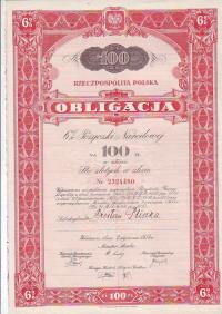 obligacja imienna na 100 zł z 1934 r. Pożyczka Narodowa