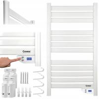 GRZEJNIK ŁAZIENKOWY ELEKTRYCZNY DRABINKA ŚCIENNY HACZYKAMI NA RĘCZNIKI 500W