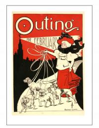 A4 винтаж ретро Outing плакат 1890 женщина февраль старая обложка журнала