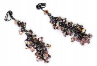 Klipsy Beżowe Opalizujące Długie Kryształowe Czeskie Eleganckie Prezent