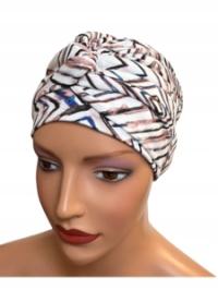 Marszczona czapka Sara Bek-406 turban z bawełny także po chemioterapii