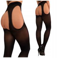 Strippanty mikrofibra kryjące czarne włoskie jak pończochy z podwiązkami