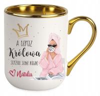 Kubek Elegant na urodziny A teraz Królowa strzeli sobie kawkę dowolne imię