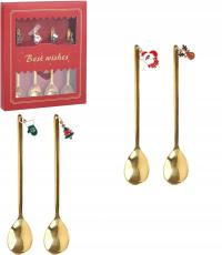 кофейные чайные ложки для торта золотого цвета с подвесками набор из 4 шт.