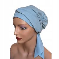 Тюрбан Лара синий хлопковый головной платок также после химиотерапии