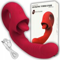WIBRATOR damski do ŁECHTACZKI PUNKTU G z funkcją lizania JĘZYCZKIEM DILDO