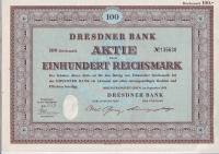 Германия, Dresdner Bank, акция на 100 марок 1952 г.