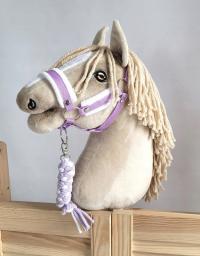 Zestaw do Hobby Horse: kantar A3 z białym futerkiem + uwią- biało-fioletowy