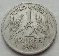 INDIE - 1/2 rupii - 1951