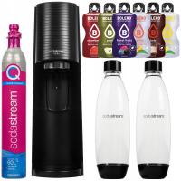 САТУРАТОР ДЛЯ ВОДЫ SODASTREAM TERRA ЧЕРНЫЙ 2 БУТЫЛКИ ЦИЛИНДР 6 НАПИТКОВ НАБОР