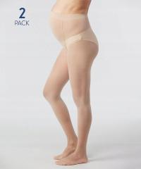 MOTHERCARE 2PAK RAJSTOPY CIĄŻOWE Z PANELEM 20den LYCRA jasny beżowy r. L