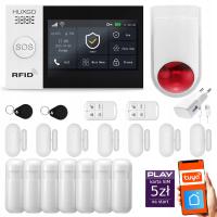 Alarm bezprzewodowy GSM + WiFi z aplikacją TUYA , zestaw , HUXGO HXA007