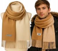 SZAL Ciepły SZALIK MĘSKI Z WEŁNĄ zimowy GŁADKI WEŁNA DZIEWICZA WOOL PREMIUM