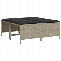 Stołki ogrodowe z poduszkami, 4 szt., jasnoszare,