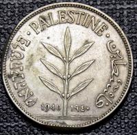 PALESTYNA IZRAEL 100 MILS 1940 uszkodzenia rantu