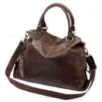 Torebka skórzana damska elegancka torba A4 Luka czekolada ciemny brąz