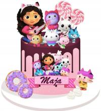 Wydruk CUKROWY masa KOCI DOMEK GABI zestaw POSTACI urodziny