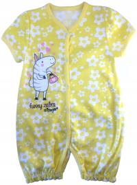 RAMPERS żółty w białe kwiatuszki z zebrą 80 cm