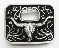 Longhorn western klamra do pasa z otwieraczem czar
