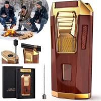 ZAPALNICZKA PALNIK ŻAROWA DO CYGAR 2 PALNIKI WIATROODPORNA ELEGANCKI DESIGN