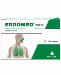 Erdomed Muko 225 mg 10 saszetek zapalenie nosa zatok krtani oskrzeli płuc