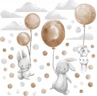 Наклейки на стену с кроликами и воздушными шарами, бежевые наклейки на стену для детей