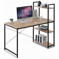 Biurko z nadstawką gamingowe loft rustykalne drewno z półkami regał stolik