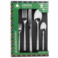 Komplet sztućców zestaw sztućców sztućce dla 6 osób JAGNA SREBRNY 30-elem.