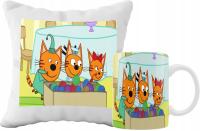 ZESTAW KUBEK I PODUSZKA KOT-O-CIAKI BAJKI POMYSŁ PREZENT WZORY DLA DZIECI