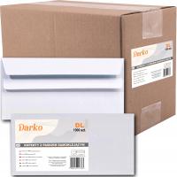 DL письмо конверты канцелярские белый без окна 1000шт DARKO клей 110X220