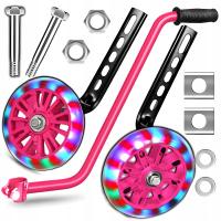 KÓŁKA BOCZNE LED DO ROWERU KOŁA + PROWADNIK DO ROWERKA DZIECIĘCEGO RÓŻOWY