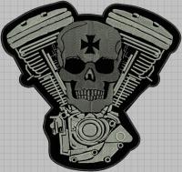 Naszywka cylindra + czaszka kolor: szary