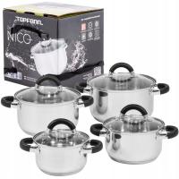 НАБОР ИЗ 4 КАСТРЮЛЬ ИЗ НЕРЖАВЕЮЩЕЙ СТАЛИ КРЫШКИ НАБОР КАСТРЮЛЬ ИЗ НЕРЖАВЕЮЩЕЙ СТАЛИ ИНДУКЦИЯ ГАЗ