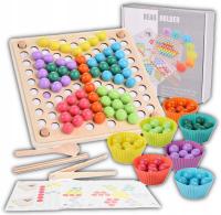Układanka Edukacyjna Drewniana Montessori Klocki Edukacyjne Kulki Koraliki