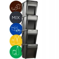 KOSZ NA ŚMIECI POJEMNIK NA ODPADY DO SEGREGACJI KOSZE Z NAKLEJKAMI 4 x 25L