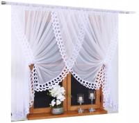Шторы с гипюром для гостиной кухни готовые современные на ленте 400X160 4317