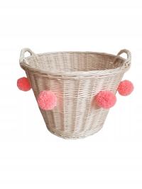 Круглая плетеная корзина для хранения игрушек